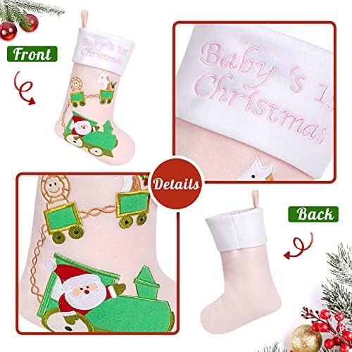 Ahoinsu Детски Първите Коледни Чорапи, Подарък, Бродирани Шейни Дядо Коледа, Чорап за Хранене на Новороденото,