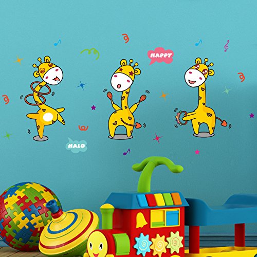 Wallpark Карикатура Щастливи Танцуващи Елен Подвижна Стикер На Стената ви Стикера, Детска Домашна Детска Стая