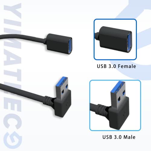 Адаптер-разклонител YIMATEECO USB3.0 с наклон надолу, Удлинительный кабел с жак 11.8 инча USB A за да се свържете
