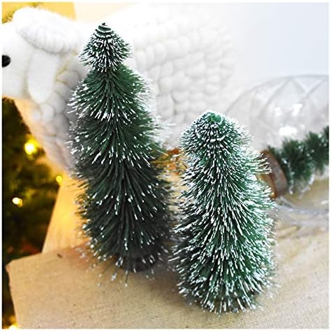 Коледна украса на Дърво Мини Коледно дърво с Флокированными борови игли Коледно дърво с Плот от Бял Кедър Малко