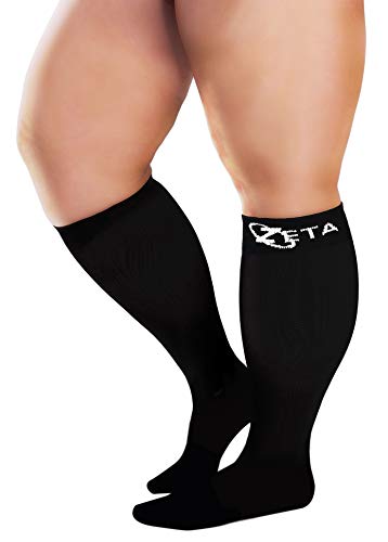 Чорапи за подпомагане на краката с ръкави Zeta Plus Size - Широки компресия чорапи за телета, които мъжете и