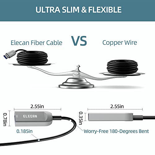 Elecan Активен Оптичен Разклонител USB 3.0 100 метра Оптичен USB удължителен кабел тип A за мъже и жени USB-Удължител