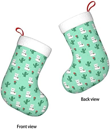 Коледни Чорапи Augenstern Лама Камила Зелен Кактус Png Двустранни Чорапи За Окачване На Камина.