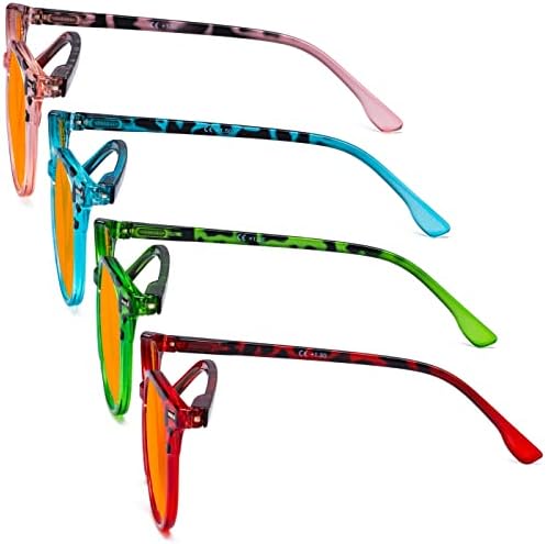 Eyekepper 4 Опаковки Женски Очила за четене на компютър - Големи Кръгли Стилни Очила за четене с блокиране на