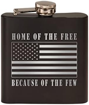 Home of the Free Because of The Few САЩ Фляжка с американския флаг от неръждаема стомана Премия матово черен