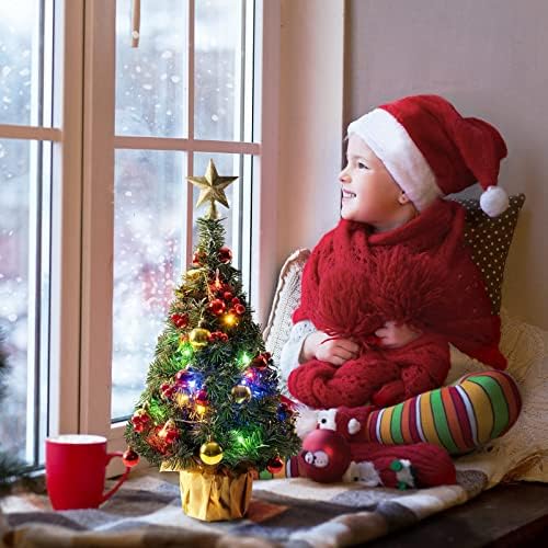 Настолни Коледни Елхи, Малки Коледни Елхи 60 см с led Гирлянди, Празнични Украси SGCABISx0NJVOp