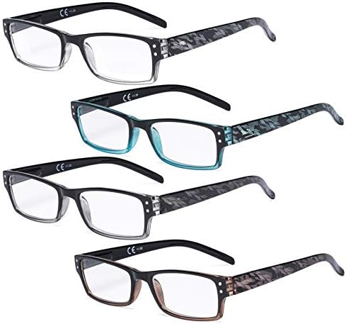 Очила за четене Eyekepper, 4 опаковки, Модерни Пролетни Шарнирные Очила За Четене, Отлично Качество, Очила За