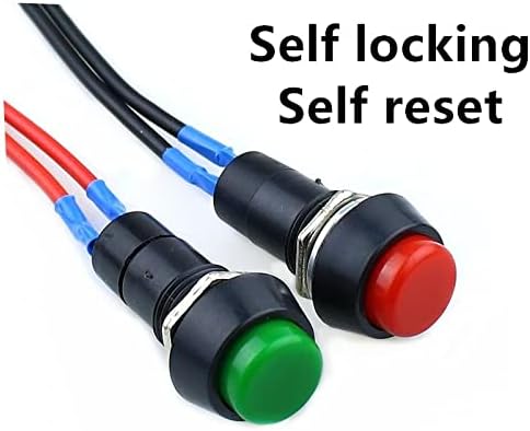Wtukmo 1бр PBS-11A 2PIN 12 мм Червен самостоятелно блокиране бутон за незабавен ключ с кабел 3A 150 (цвят: самосброс)