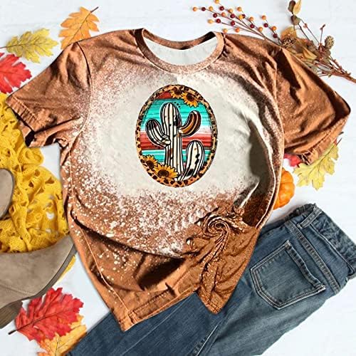 Ацтекские Графични Избелени Блузи за Жени, Западна Реколта Тениска с Етнически Принтом Тениска-Коса, Свободно