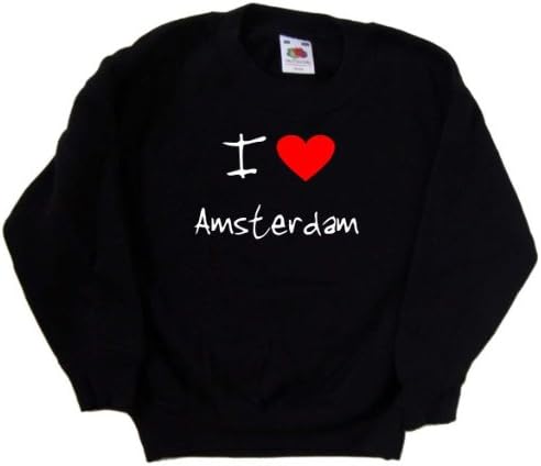 Черна детска Hoody I Love Heart Amsterdam