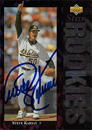Autograph Warehouse 637624 Бейзболна картичка на Стив Карси с автограф - Оукланд Атлетикс - 1994 Междузвездни