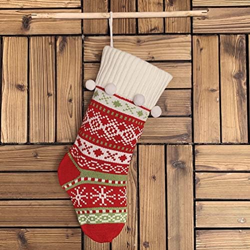 NUOBESTY Чулочный Пълнител Подаръци 3 броя Коледни Чорапи, Коледни Висящи Възли Чорапи с Помпоном Декор Подарък
