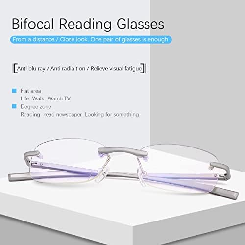 Прозрачни Бифокални Очила За Четене Без Рамки, С Пружинным тръба на шарнирна Връзка, Блокиране на Синя Светлина,