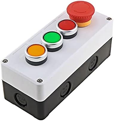 Блок за управление на кнопочным ключа NUNOMO Ръчно бутон самостоятелно Водоустойчива Кутия Промишлен Електрически прекъсвач за Аварийно спиране (Цвят: 1 дупка Кръгло