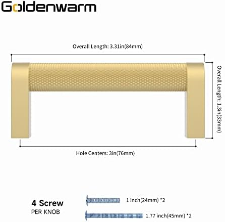 goldenwarm 6 Опаковки Златен Шкаф Дърпа Матови Златни Дръжки на Кухненски шкаф с 3-Инчов Отвор В Центъра на