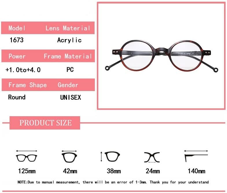 N/A Очила за четене В рамки, Очила в кръгла стил, Женски, Мъжки, Кръгли Очила за четене (Цвят: E, размер: +