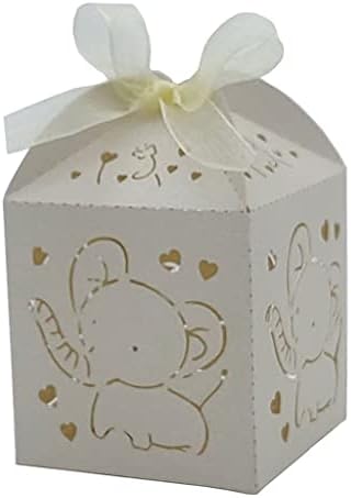 HALOU 50шт Слон Куха Треньорът Сувенири Кутия за Подаръци, Кутии с шоколадови Бонбони с Панделка Сватбени Аксесоари за Партита (Цвят: сив, размер: 1)