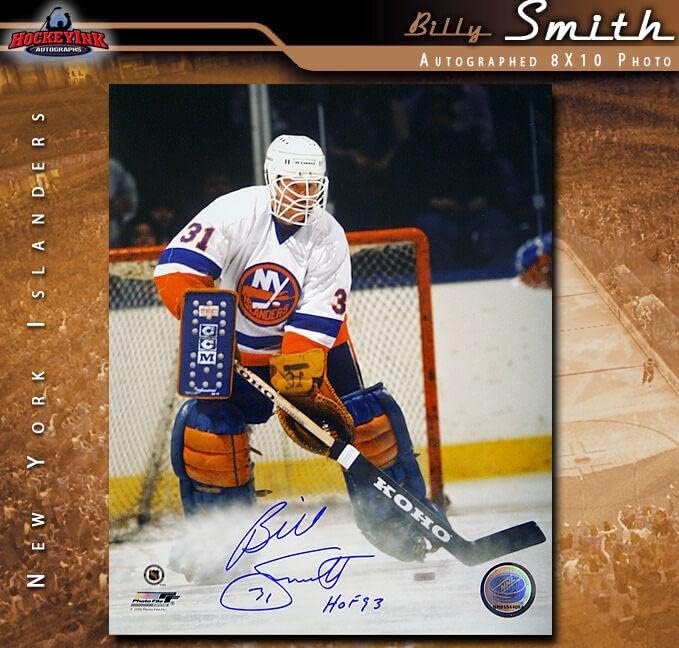 Били Смит ПОДПИСА снимка КОПИТО Айлъндърс 8X10 -70147 - Снимки на НХЛ с автограф