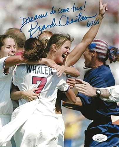 Брэнди Честейн USWNT подписа снимка на националния отбор на САЩ по футбол 8x10 с автограф 3 JSA - Футболни снимки