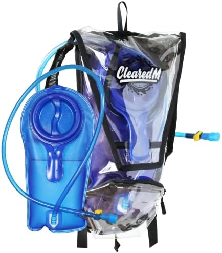 ClearedM Clear Hydration Pack - Прозрачен раница с 1,5-литров воден мехур в комплект, гидропакет за фестивали