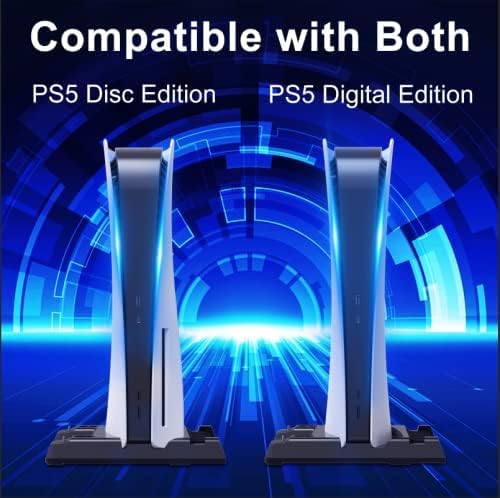 Поставка за PS5 с Охлаждаща станция за PlayStation5 Disc & Digital Edition, док-станция за зареждане на двама
