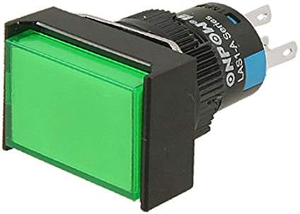 Вид монтаж на панел X-DREE Правоъгълна лампа със зелена капачка Бутон ключа за променлив ток 220 v (Тип монтаж