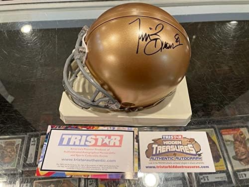 Мини-каска с автограф на Тим Браун Notre Dame Raiders Tri Star Hidden Treasur A - каски NFL с автограф