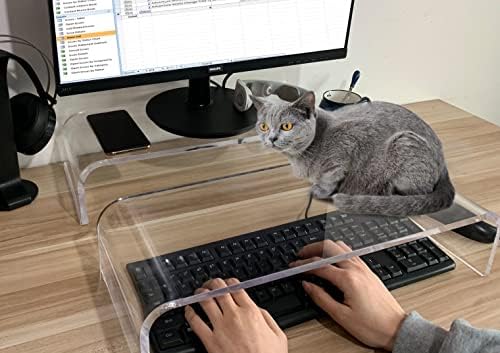 Прозрачна Акрилна поставка за монитор ZEAIIFA, Защитна подплата за клавиатура, Предотвращающая докосване котки