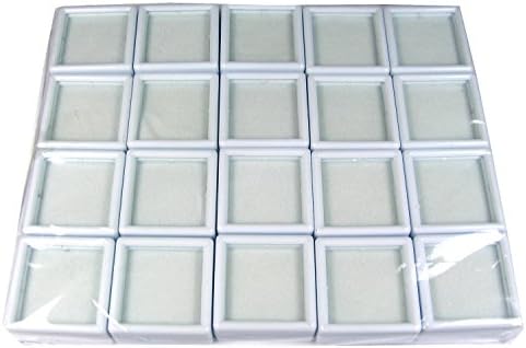 Опаковка от 20 броя 3х3см. Бяла Горната Стъклена Кутия за Съхранение на Скъпоценни Камъни Gem Display Box Инструмент