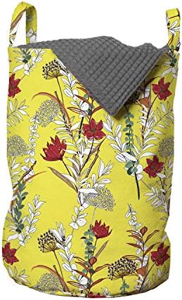 Реколта чанта за дрехи Ambesonne, Ботаническата повтарящ Се Модел с Дизайн на цветя и Листни Подправки, Кошница