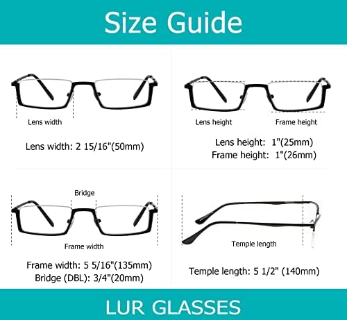 LUR 3 опаковки очила за четене в полукръгла рамка + 7 опаковки очила за четене без рамки (общо 10 двойки ридеров