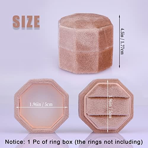 AIEX Velvet Ring Box 2 Слота, Елегантна Осмоъгълна Кадифе малка кутийка за Халки за Церемонията, Предложения