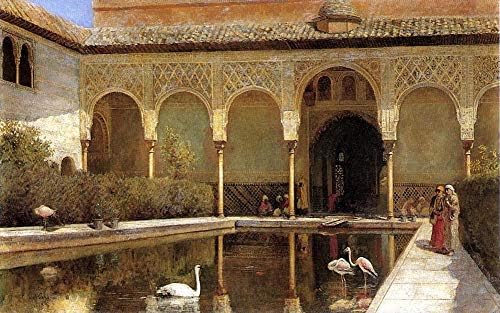 $80-$1500 Ръчно рисувани учители, Художествени академии - Художествени картини Двор в Альгамбре по времето на
