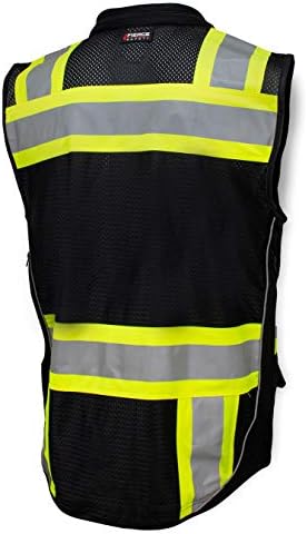Fierce Safety SU500B Premium Surveyors Клас 1 Черно Сверхпрочный жилетка, джобове за таблети и облицовки за