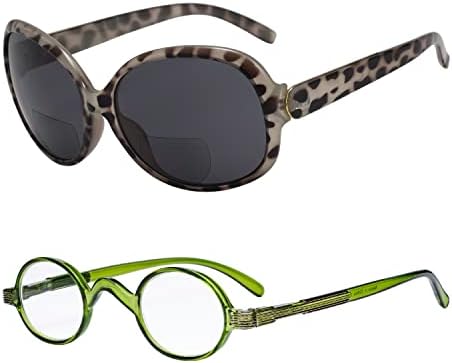 Eyekepper Спестете 10% на 1 опаковка Малки, овални-кръгли слънчеви очила за четене в Зелен цвят и 1 опаковка