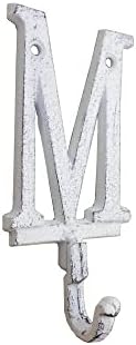 Монтиране на Куката С Буква M от Побеленного Чугун в Морски стил Hampton 6 инча - Ретро Декор на стените - Cas