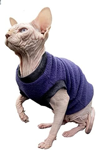 Котешки пуловер Kotomoda от лилаво руно за сфинксове и голи котки (X-Large)