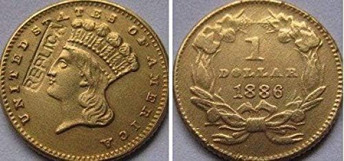 Злато 1886 г. на стойност 1 долар Копирни Монети Копирни Украса за Събиране на Подаръци