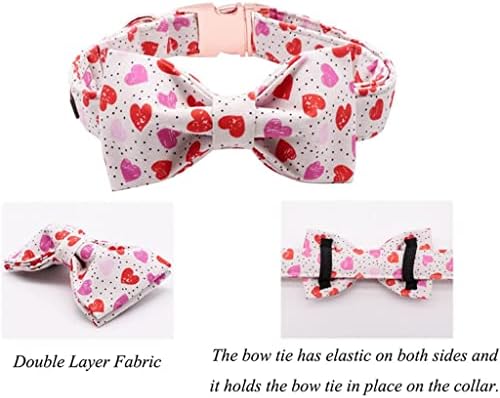 Нашийник за кучета HFDGDFK Valentine ' s Heart с папийонка, Нашийник за кучета-Голям Среден размер (Размер: