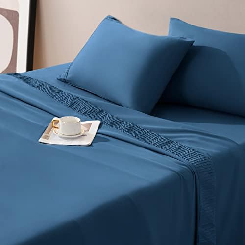 Пълен комплект спално бельо SONORO KATE - Брой нишки 1800, Меки Кърпи, Охлаждащи комплекти спално бельо от микрофибър и калъфки за възглавници, 4 бр., в пълен размер кърпи (пъ