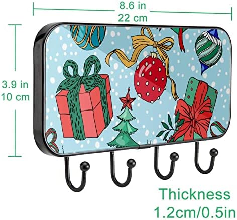 Коледни Елементи Топката Дърво Подарък Кутия Принт Закачалка за дрехи Монтиране на стена, Входна Закачалка за
