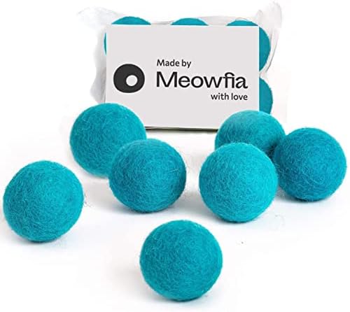 Играчки от вълна топки MEOWFIA - 6 опаковки безопасните за котки и малки кучета топки - 1,5 Инчов пухкава вълнени