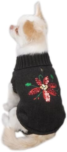 Пуловер акрил за кучета Zack & Zoey Poinsettia, X-Small, Черен