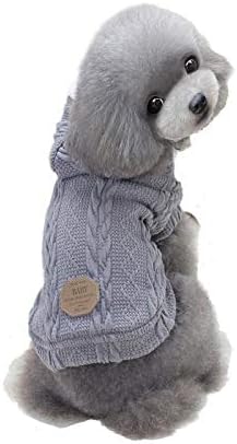 Пуловер за кучета, 2 слоя Топли дрехи за кучета с руното облицовка - Класически Вязаный Зимна Жилетка за малки