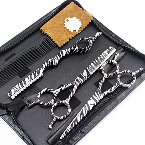 Ножица за подстригване на коса, 5,5-инчов Професионален Японски 440c стоманени 4 бр Керамични ножици с шарките