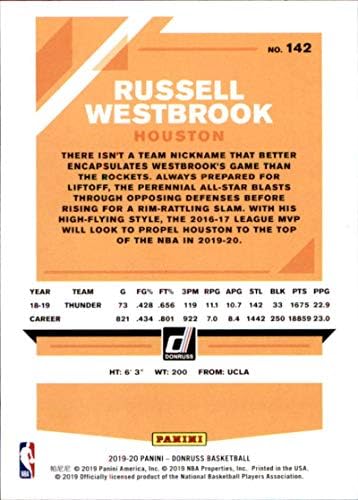 2019-20 Donruss Баскетбол 142 Ръсел Уестбрук Хюстън Рокетс Официалната търговска картичка НБА (от Панини America)