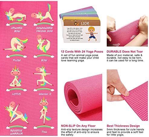 Комплект детски постелки за йога Garybank -Нескользящие постелки за упражнения със забавни щампи -12 картички