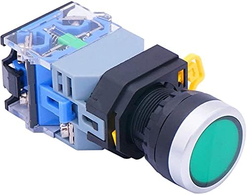 UNCASO 22 мм, 10A 440 В 1NO 1NC DPST Превключвател на Захранването Бутон Ключове с един Зелен led подсветка