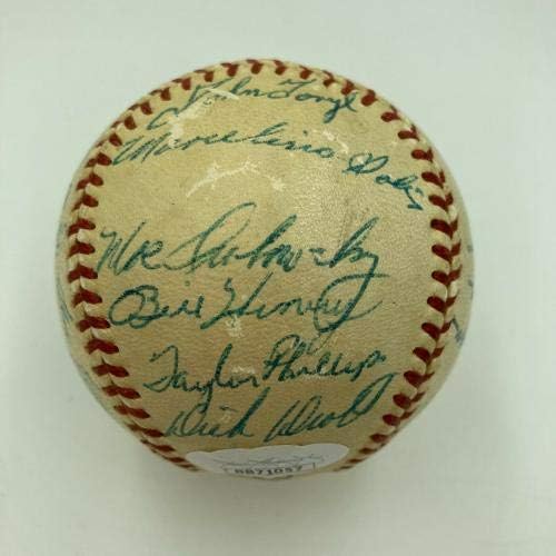 Прекрасен екип от 1958 г. Къбс Подписа договор с Националната купа бейзбол Ърни Бэнкса JSA COA - Бейзболни топки