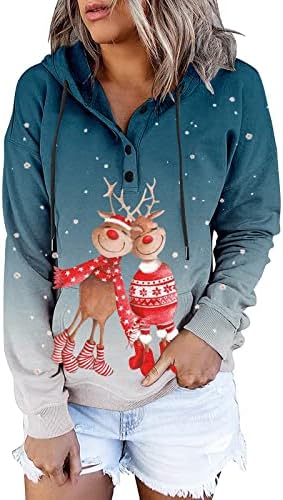 Качулки за майките, Дамски Пуловери с Коледните Принтом и Завязками, Класически Блузи за Бременни, Пуловер с